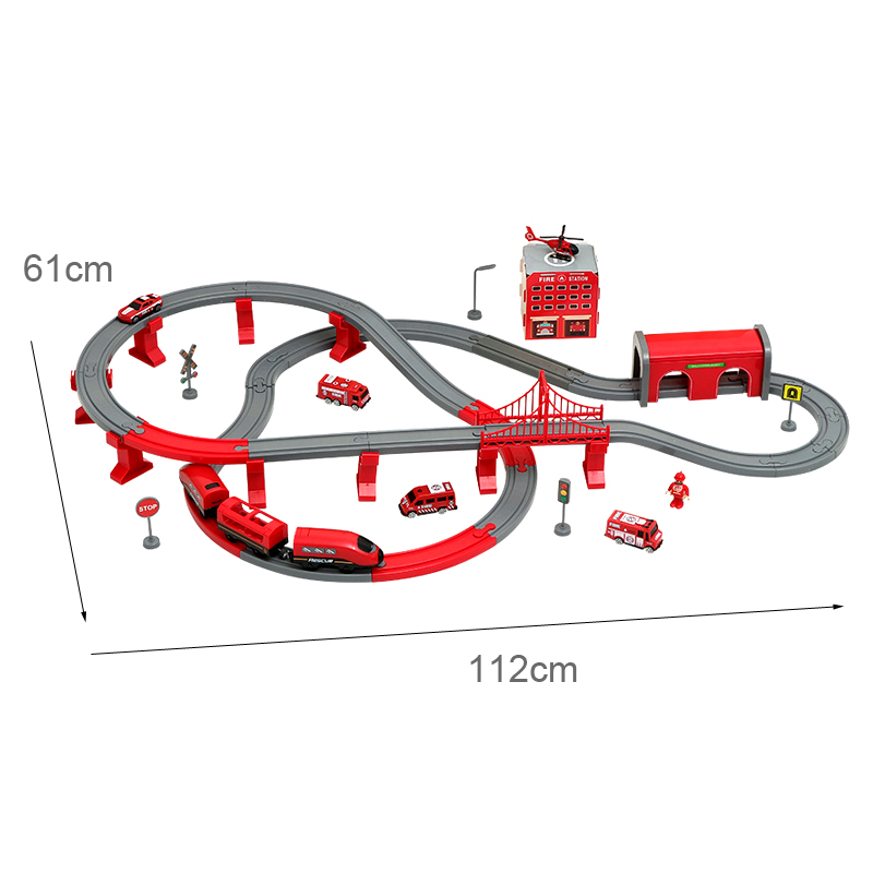 Toy Train Track Set - DIY rotes Kunststoff-Zuggleisenset, kompatibel mit allen