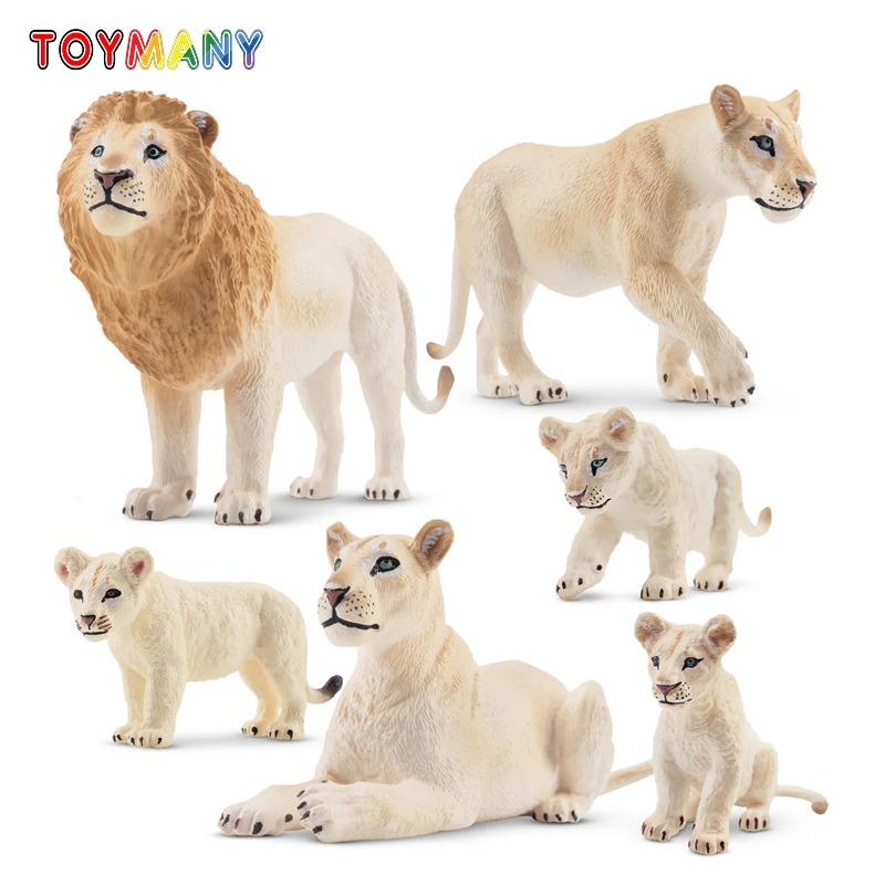 Kids Toys Under $5 - 6Pcs Simulation Weißer Löwe Familie Tiere