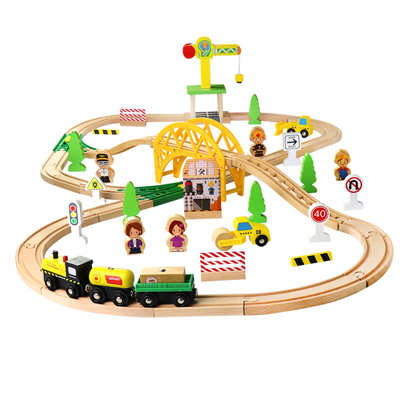 Toy Train Track Set - Holz Eisenbahn Gleis Autobahn Ring Bau